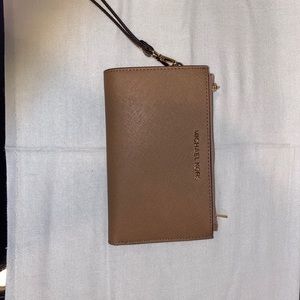 MK Adele double zip leather phone wristlet